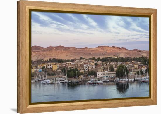 View of The River Nile and Nubian village on Elephantine Island, Aswan, Upper Egypt, Egypt, North A-Jane Sweeney-Framed Premier Image Canvas