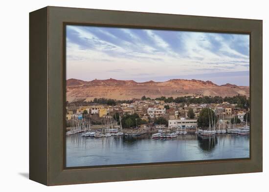 View of The River Nile and Nubian village on Elephantine Island, Aswan, Upper Egypt, Egypt, North A-Jane Sweeney-Framed Premier Image Canvas