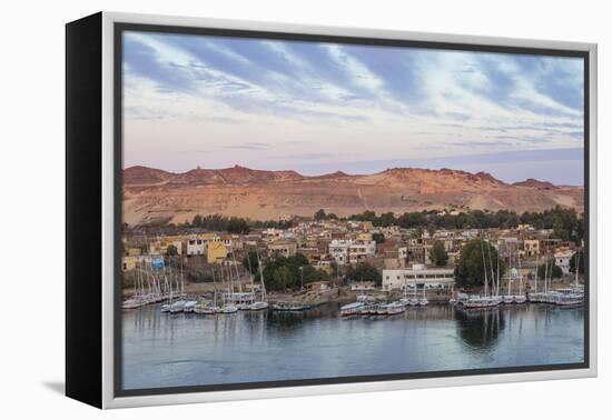 View of The River Nile and Nubian village on Elephantine Island, Aswan, Upper Egypt, Egypt, North A-Jane Sweeney-Framed Premier Image Canvas