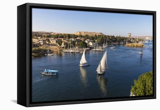 View of The River Nile and Nubian village on Elephantine Island, Aswan, Upper Egypt, Egypt, North A-Jane Sweeney-Framed Premier Image Canvas