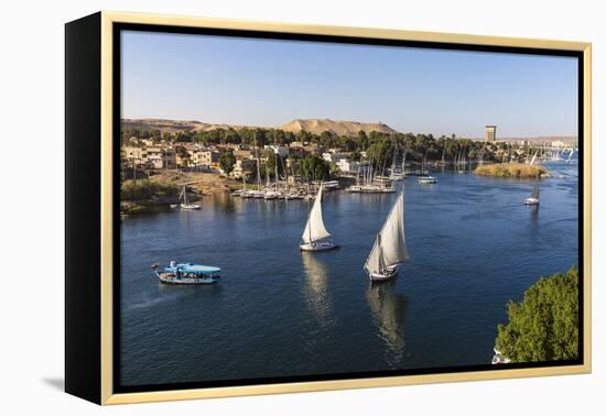 View of The River Nile and Nubian village on Elephantine Island, Aswan, Upper Egypt, Egypt, North A-Jane Sweeney-Framed Premier Image Canvas