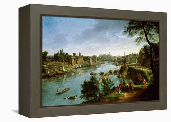 View of the River Tiber in Rome-Gaspar van Wittel-Framed Premier Image Canvas