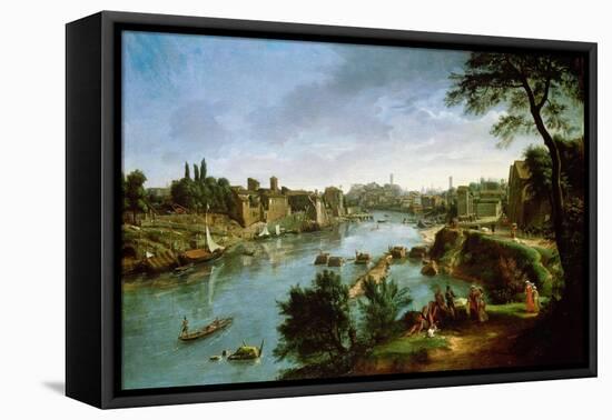 View of the River Tiber in Rome-Gaspar van Wittel-Framed Premier Image Canvas