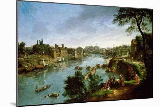 View of the River Tiber in Rome-Gaspar van Wittel-Mounted Giclee Print