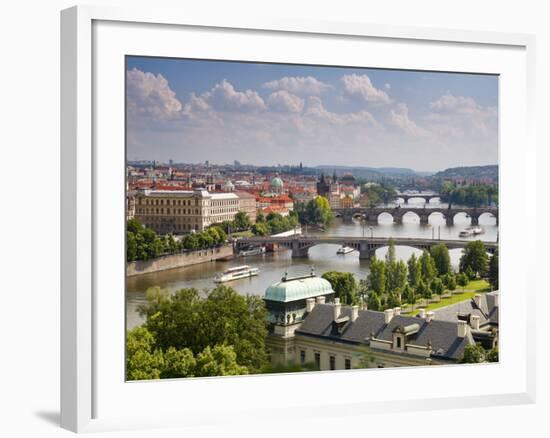 View of the River Vltava and Bridges, Prague, Czech Republic, Europe-Gavin Hellier-Framed Photographic Print