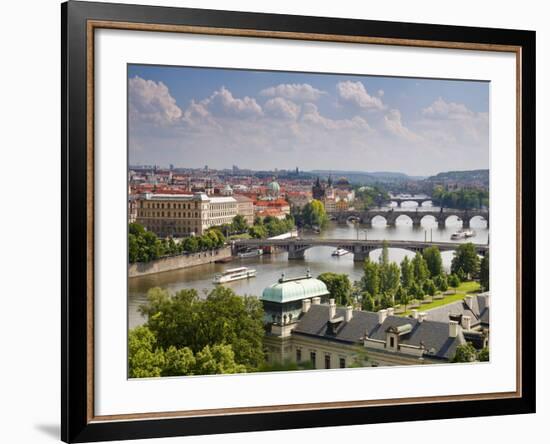 View of the River Vltava and Bridges, Prague, Czech Republic, Europe-Gavin Hellier-Framed Photographic Print