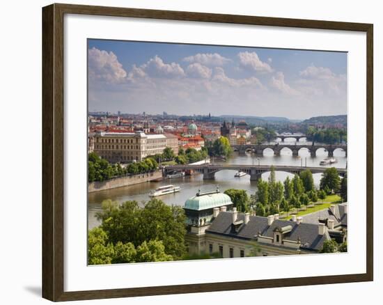 View of the River Vltava and Bridges, Prague, Czech Republic, Europe-Gavin Hellier-Framed Photographic Print