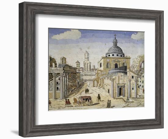 View of the Roman Forum, End of 17th Century, Scagliola on Terracotta Support, Detail-null-Framed Giclee Print