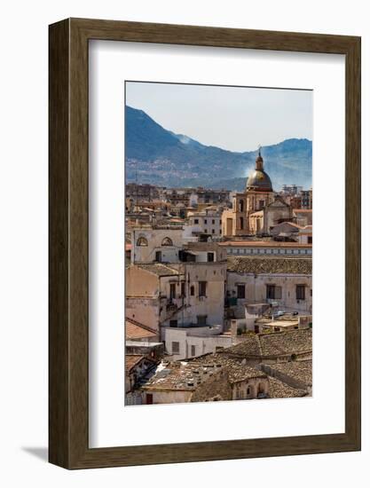 View of the Rooftops of Palermo with the Hills Beyond, Sicily, Italy, Europe-Martin Child-Framed Photographic Print