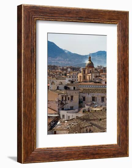 View of the Rooftops of Palermo with the Hills Beyond, Sicily, Italy, Europe-Martin Child-Framed Photographic Print