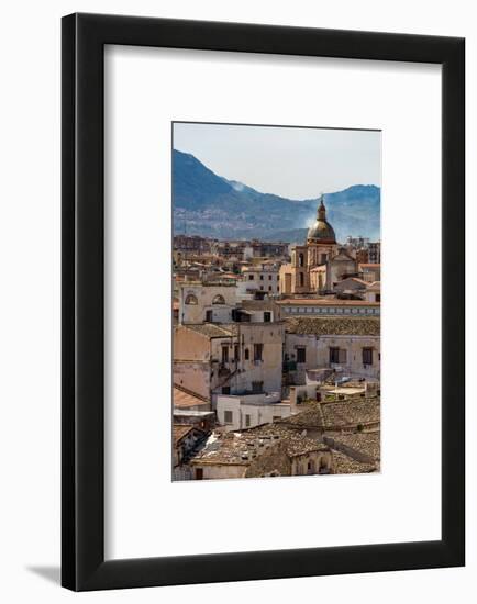 View of the Rooftops of Palermo with the Hills Beyond, Sicily, Italy, Europe-Martin Child-Framed Photographic Print