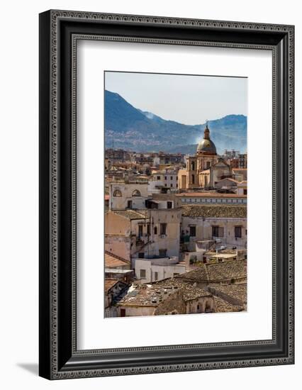 View of the Rooftops of Palermo with the Hills Beyond, Sicily, Italy, Europe-Martin Child-Framed Photographic Print