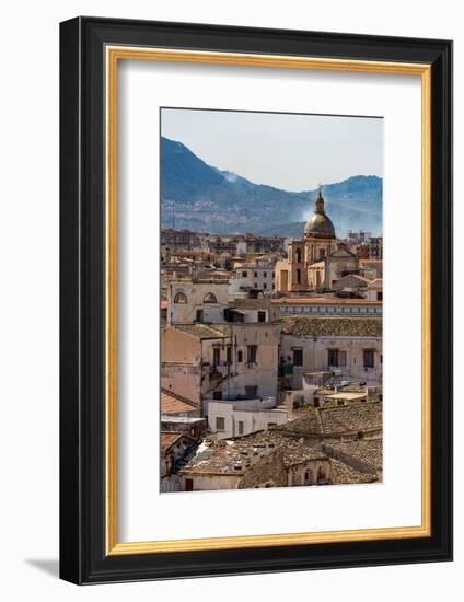 View of the Rooftops of Palermo with the Hills Beyond, Sicily, Italy, Europe-Martin Child-Framed Photographic Print