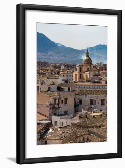 View of the Rooftops of Palermo with the Hills Beyond, Sicily, Italy, Europe-Martin Child-Framed Photographic Print