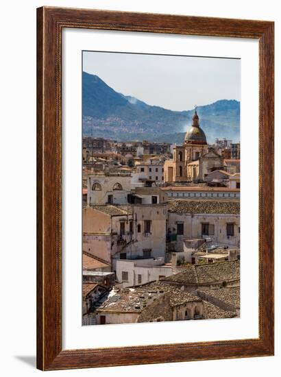 View of the Rooftops of Palermo with the Hills Beyond, Sicily, Italy, Europe-Martin Child-Framed Photographic Print