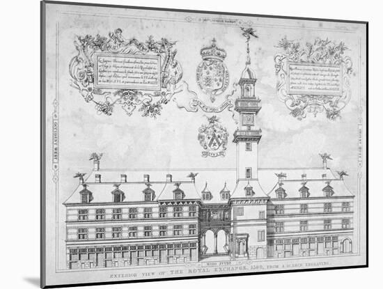 View of the Royal Exchange with Coats of Arms Above, City of London, 1569-null-Mounted Giclee Print