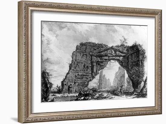 View of the Ruined Portico of the Villa Dei Sette Bassi, from the 'Views of Rome' Series, C.1760-Giovanni Battista Piranesi-Framed Giclee Print