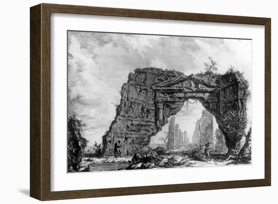 View of the Ruined Portico of the Villa Dei Sette Bassi, from the 'Views of Rome' Series, C.1760-Giovanni Battista Piranesi-Framed Giclee Print