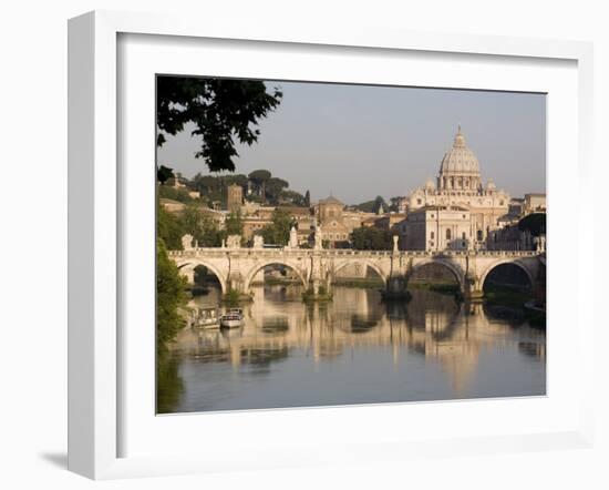 View of the S. Angelo Bridge on the Tiber River, Rome, Lazio, Italy, Europe-Olivieri Oliviero-Framed Photographic Print