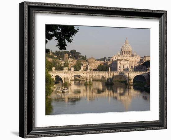 View of the S. Angelo Bridge on the Tiber River, Rome, Lazio, Italy, Europe-Olivieri Oliviero-Framed Photographic Print