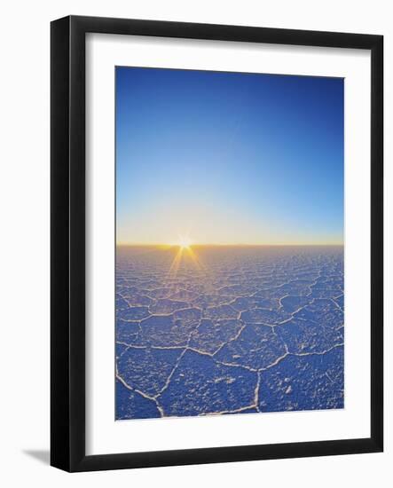 View of the Salar de Uyuni, the largest salt flat in the world, at sunrise, Daniel Campos Province,-Karol Kozlowski-Framed Photographic Print