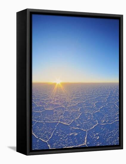 View of the Salar de Uyuni, the largest salt flat in the world, at sunrise, Daniel Campos Province,-Karol Kozlowski-Framed Premier Image Canvas