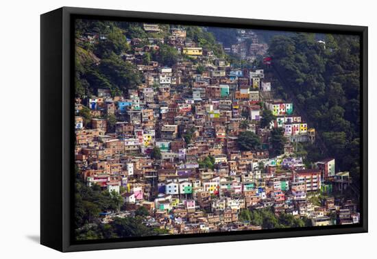 View of the Santa Marta Favela (Slum Community) Showing the Funicular Railway, Brazil-Alex Robinson-Framed Premier Image Canvas