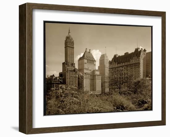 View of the Savoy Plaza Hotel, 59th Street and Fifth Avenue, New York, c.1937-Byron Company-Framed Giclee Print