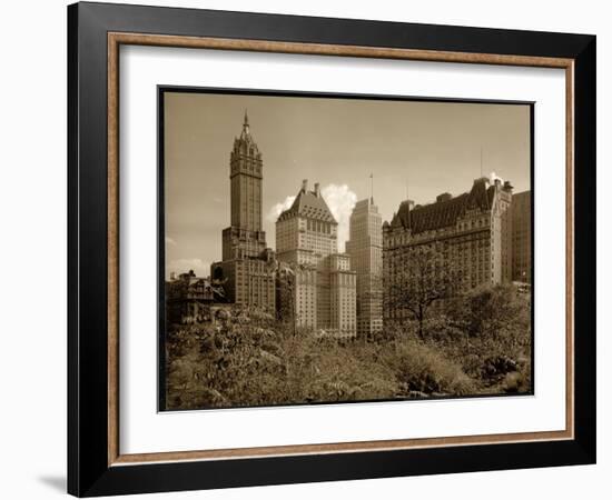 View of the Savoy Plaza Hotel, 59th Street and Fifth Avenue, New York, c.1937-Byron Company-Framed Giclee Print