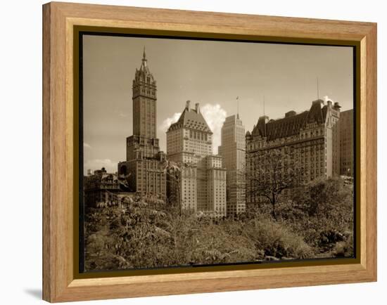 View of the Savoy Plaza Hotel, 59th Street and Fifth Avenue, New York, c.1937-Byron Company-Framed Premier Image Canvas