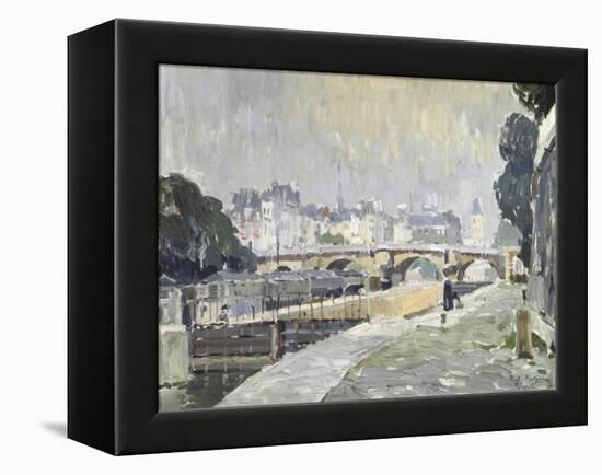 View of the Seine, Paris-Paul Mathieu-Framed Premier Image Canvas