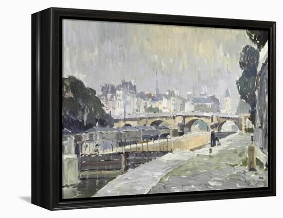 View of the Seine, Paris-Paul Mathieu-Framed Premier Image Canvas