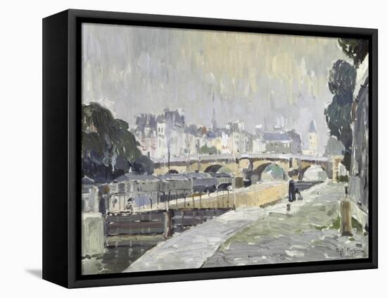 View of the Seine, Paris-Paul Mathieu-Framed Premier Image Canvas