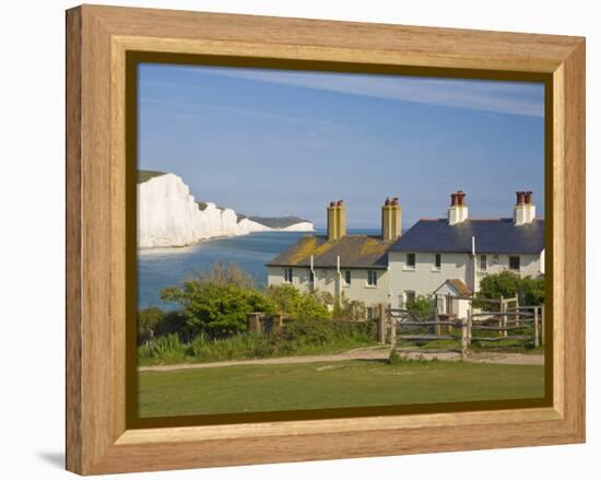 View of the Seven Sisters Cliffs, the Coastguard Cottages on Seaford Head, East Sussex-Neale Clarke-Framed Premier Image Canvas