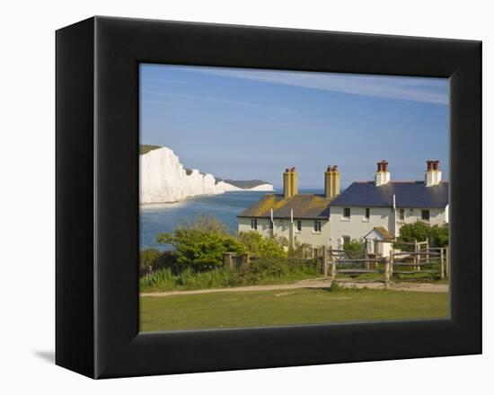 View of the Seven Sisters Cliffs, the Coastguard Cottages on Seaford Head, East Sussex-Neale Clarke-Framed Premier Image Canvas