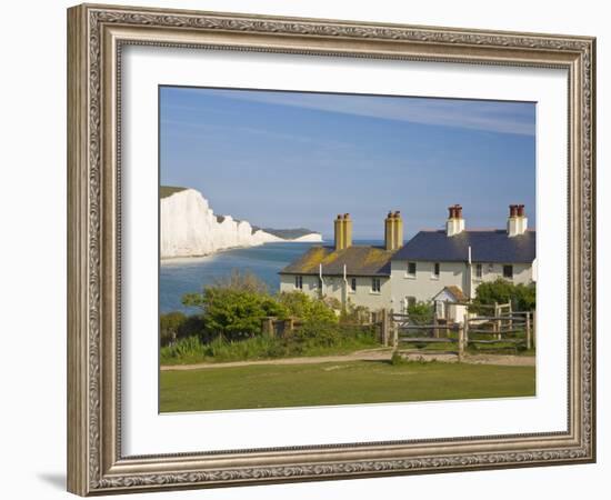 View of the Seven Sisters Cliffs, the Coastguard Cottages on Seaford Head, East Sussex-Neale Clarke-Framed Photographic Print