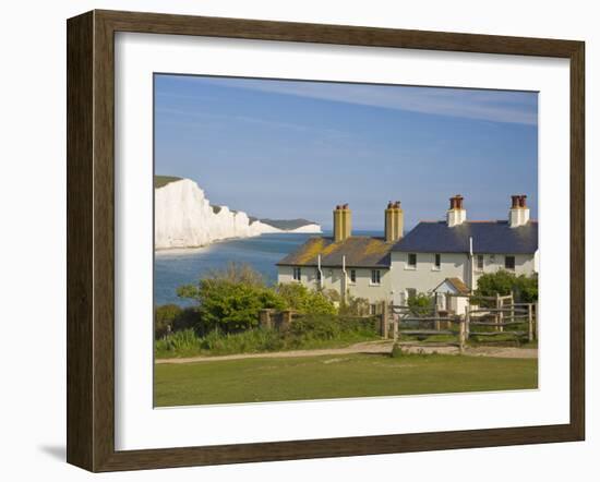 View of the Seven Sisters Cliffs, the Coastguard Cottages on Seaford Head, East Sussex-Neale Clarke-Framed Photographic Print