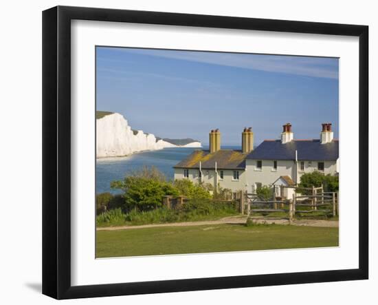 View of the Seven Sisters Cliffs, the Coastguard Cottages on Seaford Head, East Sussex-Neale Clarke-Framed Photographic Print