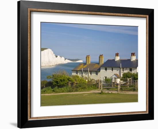 View of the Seven Sisters Cliffs, the Coastguard Cottages on Seaford Head, East Sussex-Neale Clarke-Framed Photographic Print