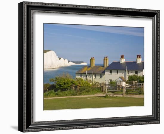 View of the Seven Sisters Cliffs, the Coastguard Cottages on Seaford Head, East Sussex-Neale Clarke-Framed Photographic Print