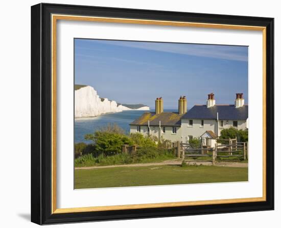 View of the Seven Sisters Cliffs, the Coastguard Cottages on Seaford Head, East Sussex-Neale Clarke-Framed Photographic Print