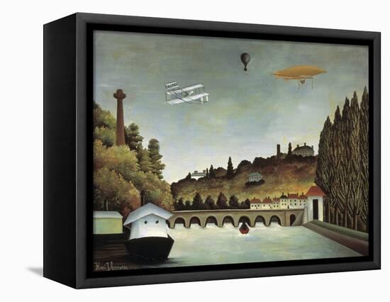 View of the Sévres Bridge and the Hills of Clamart, Saint-Cloud and Bellevue, 1908-Henri Rousseau-Framed Premier Image Canvas