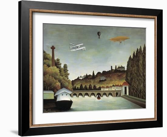 View of the Sévres Bridge and the Hills of Clamart, Saint-Cloud and Bellevue, 1908-Henri Rousseau-Framed Giclee Print