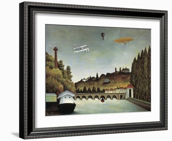 View of the Sévres Bridge and the Hills of Clamart, Saint-Cloud and Bellevue, 1908-Henri Rousseau-Framed Giclee Print