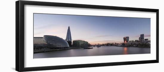 View of the Shard and City Hall from Tower Bridge and the River Thames at Night, London, England-Ben Pipe-Framed Photographic Print