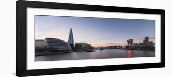 View of the Shard and City Hall from Tower Bridge and the River Thames at Night, London, England-Ben Pipe-Framed Photographic Print