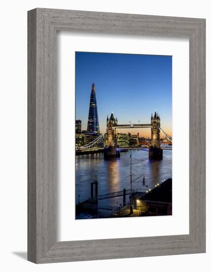 View of the Shard and Tower Bridge Above the River Thames at Dusk-Charles Bowman-Framed Photographic Print
