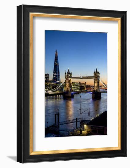 View of the Shard and Tower Bridge Above the River Thames at Dusk-Charles Bowman-Framed Photographic Print