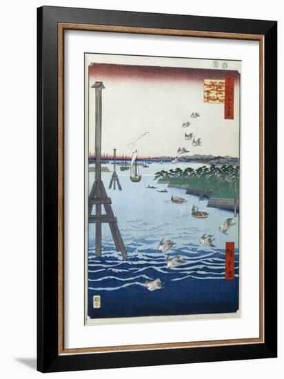 View of the Shiba Coast (One Hundred Famous Views of Ed), 1856-1858-Utagawa Hiroshige-Framed Giclee Print