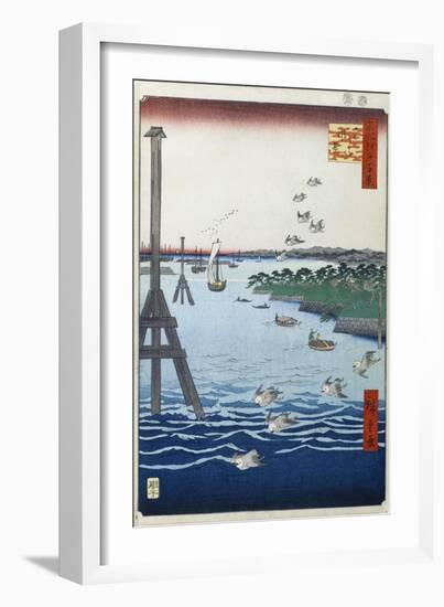 View of the Shiba Coast (One Hundred Famous Views of Ed), 1856-1858-Utagawa Hiroshige-Framed Giclee Print
